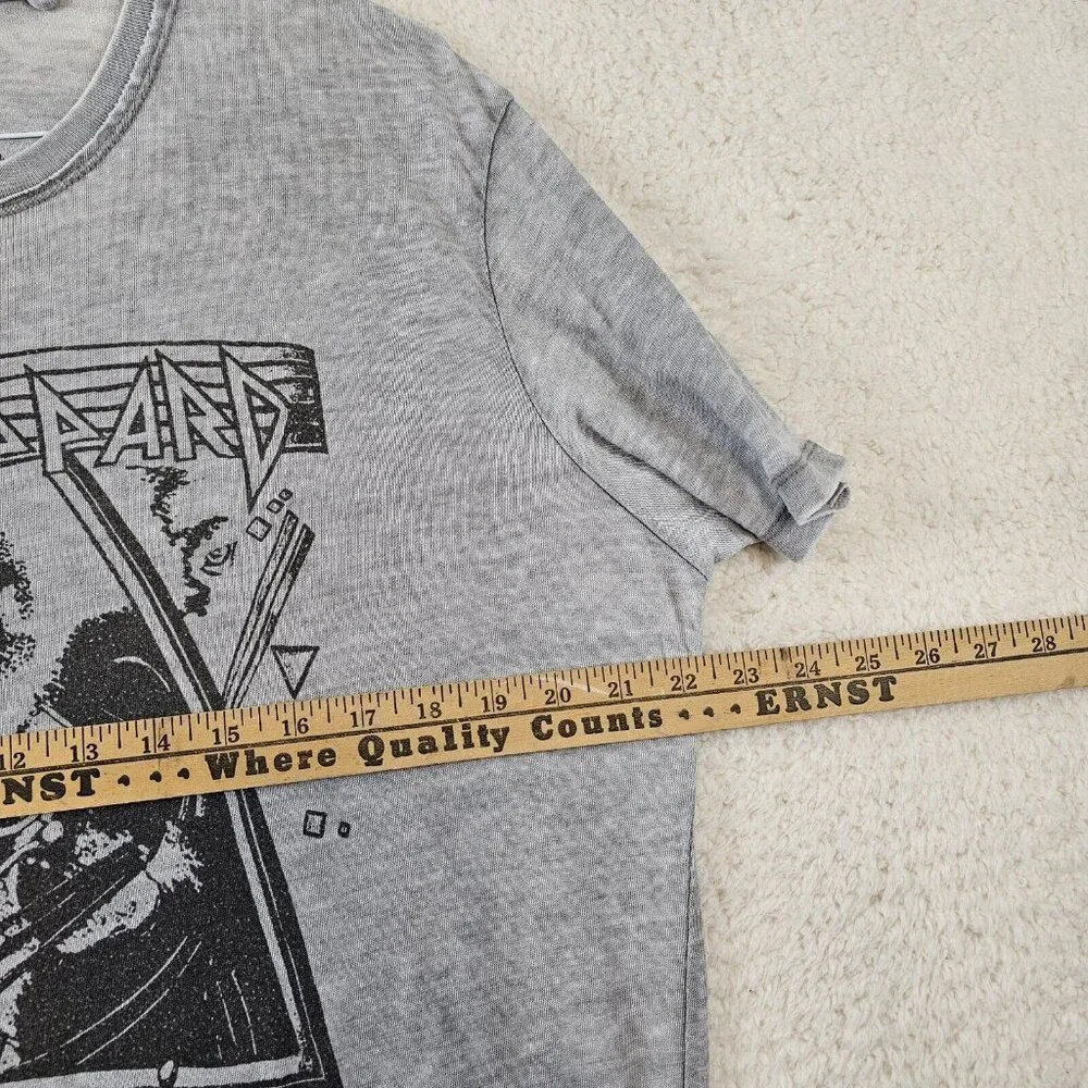 Def‎ Leppard Lucky Brand T Shirt Women's Large Hysteria Gray Band Tee 80s Edgy